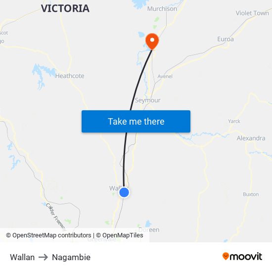 Wallan to Nagambie map