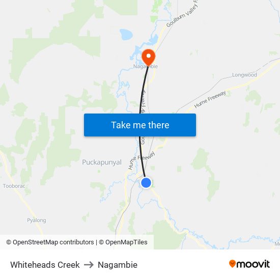 Whiteheads Creek to Nagambie map