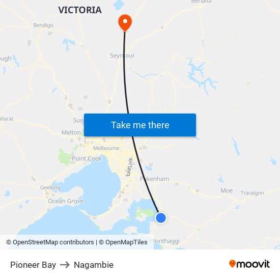 Pioneer Bay to Nagambie map