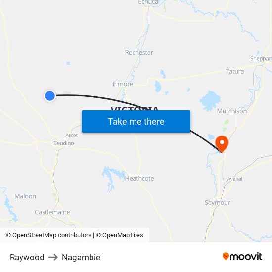 Raywood to Nagambie map