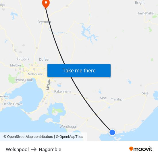 Welshpool to Nagambie map