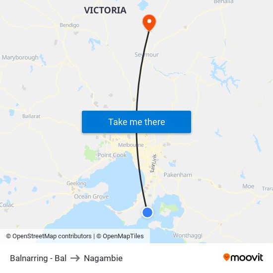 Balnarring - Bal to Nagambie map