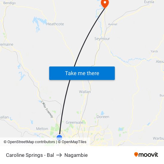 Caroline Springs - Bal to Nagambie map