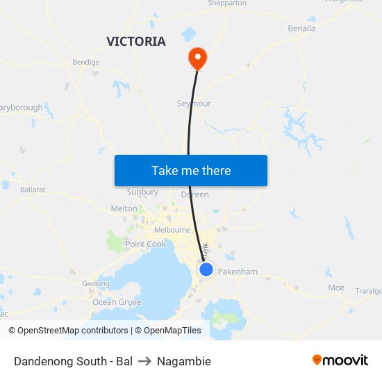 Dandenong South - Bal to Nagambie map