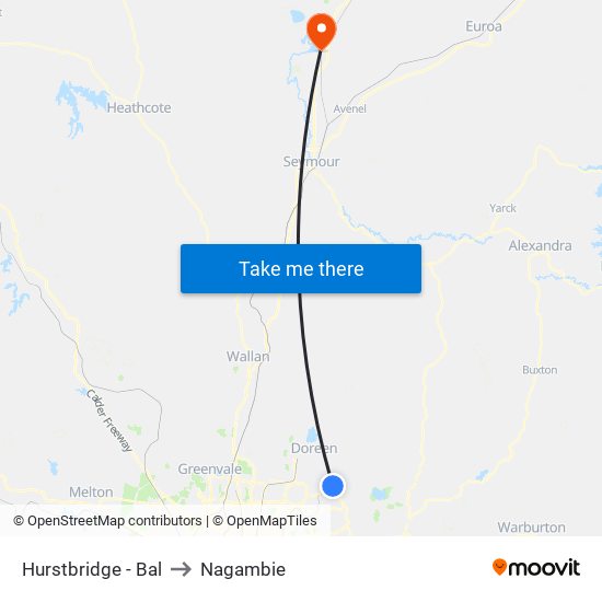 Hurstbridge - Bal to Nagambie map