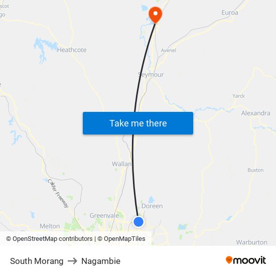 South Morang to Nagambie map