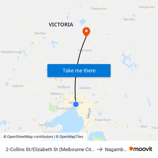 2-Collins St/Elizabeth St (Melbourne City) to Nagambie map