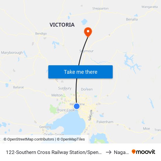 122-Southern Cross Railway Station/Spencer St (Melbourne City) to Nagambie map