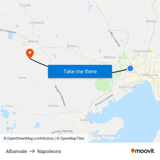 Albanvale to Napoleons map