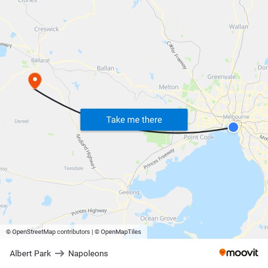 Albert Park to Napoleons map