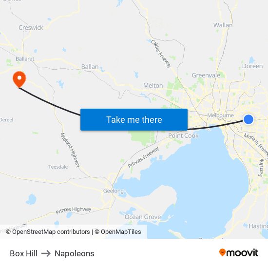 Box Hill to Napoleons map