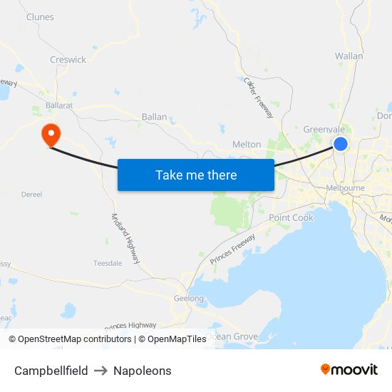 Campbellfield to Napoleons map