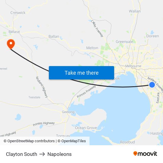 Clayton South to Napoleons map