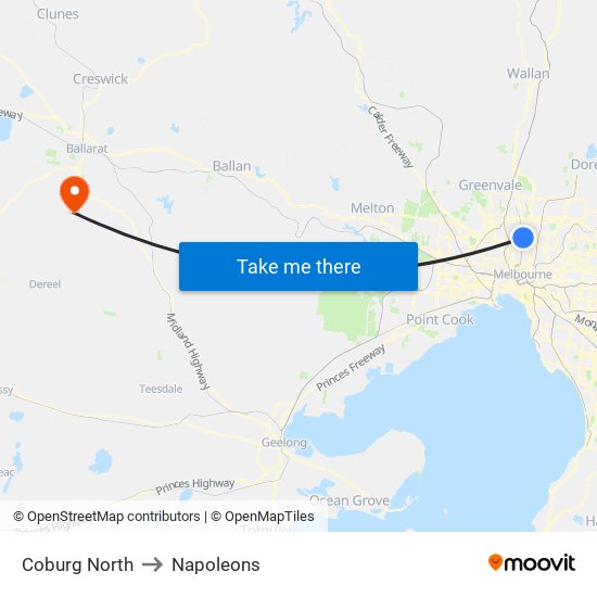 Coburg North to Napoleons map