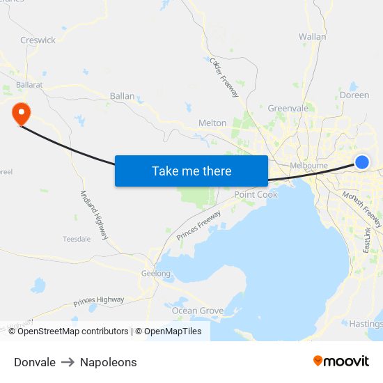 Donvale to Napoleons map