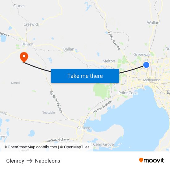 Glenroy to Napoleons map