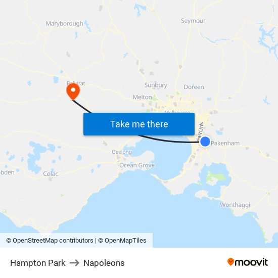 Hampton Park to Napoleons map