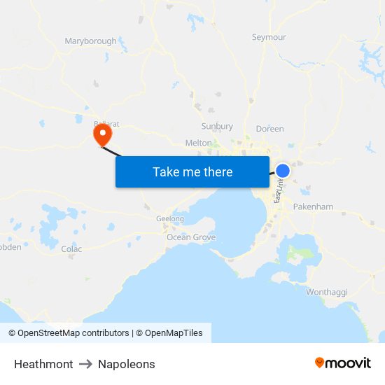 Heathmont to Napoleons map