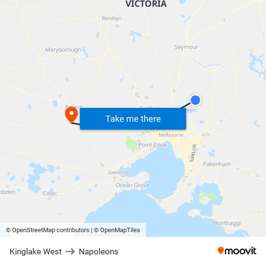 Kinglake West to Napoleons map