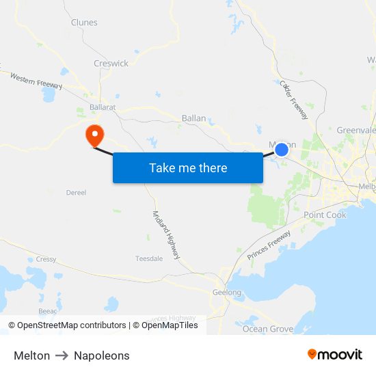Melton to Napoleons map