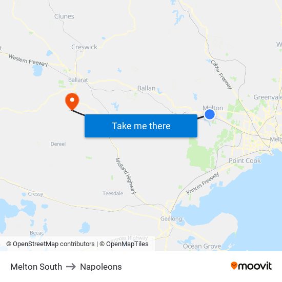 Melton South to Napoleons map