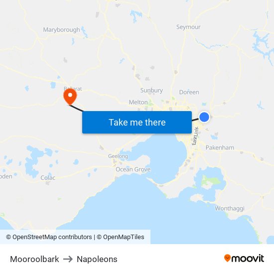 Mooroolbark to Napoleons map