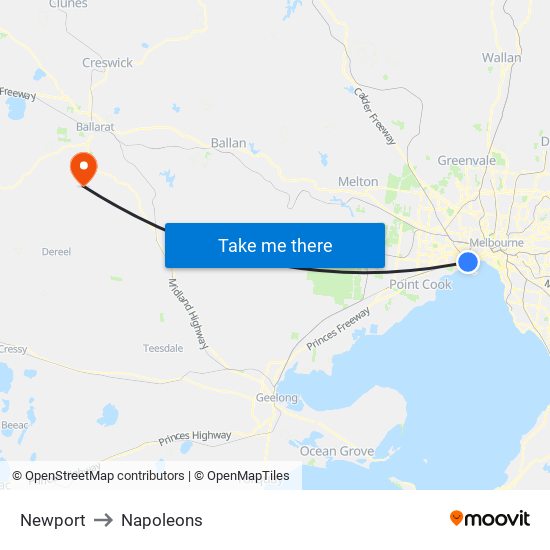 Newport to Napoleons map
