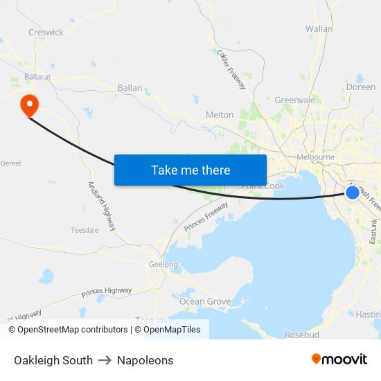 Oakleigh South to Napoleons map