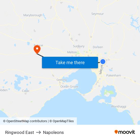 Ringwood East to Napoleons map