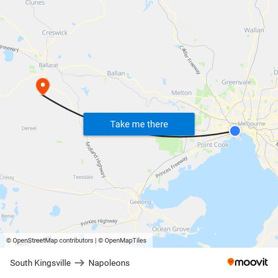 South Kingsville to Napoleons map