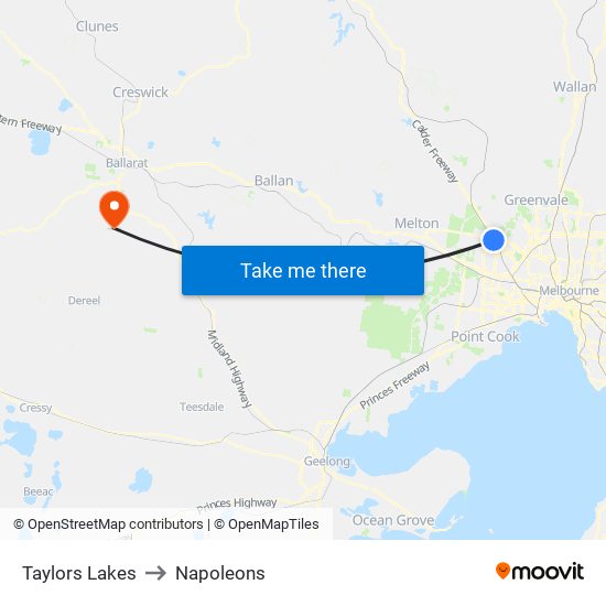 Taylors Lakes to Napoleons map