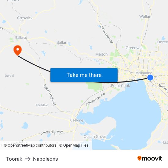 Toorak to Napoleons map