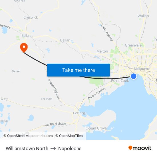 Williamstown North to Napoleons map