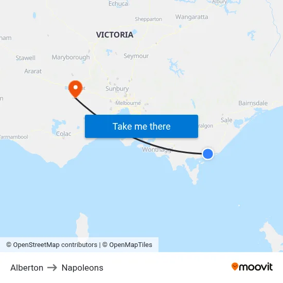 Alberton to Napoleons map