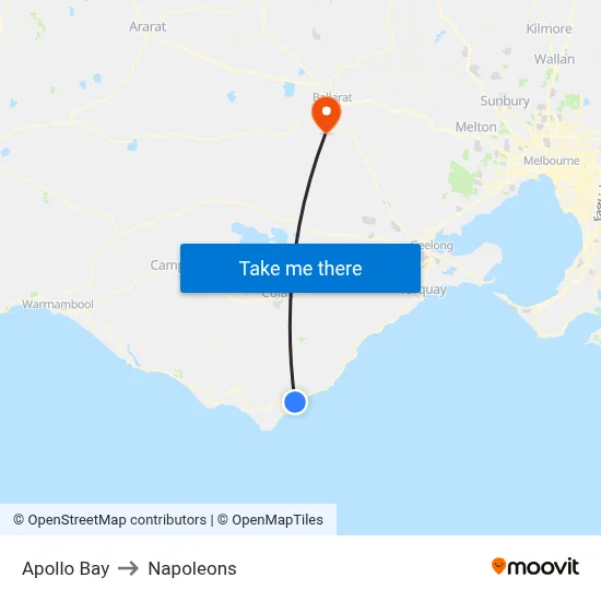 Apollo Bay to Napoleons map