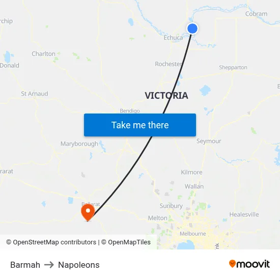 Barmah to Napoleons map