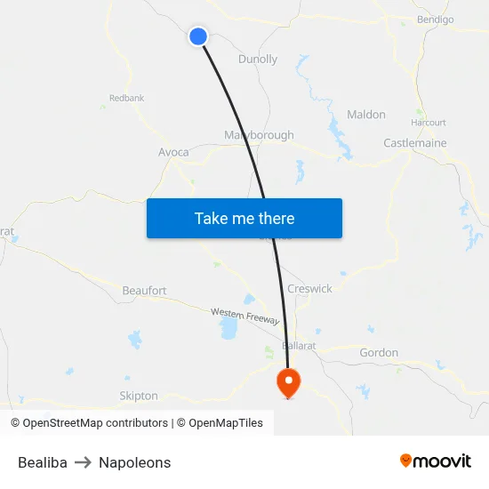 Bealiba to Napoleons map