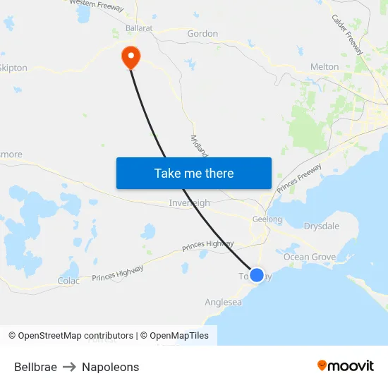 Bellbrae to Napoleons map