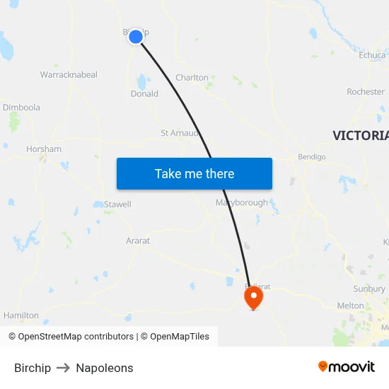 Birchip to Napoleons map