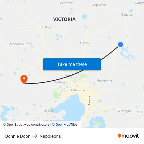 Bonnie Doon to Napoleons map