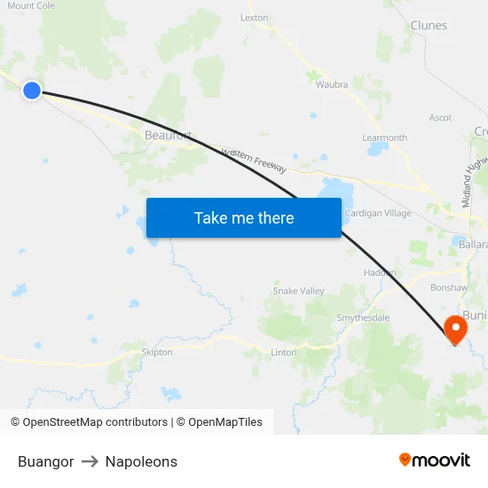 Buangor to Napoleons map