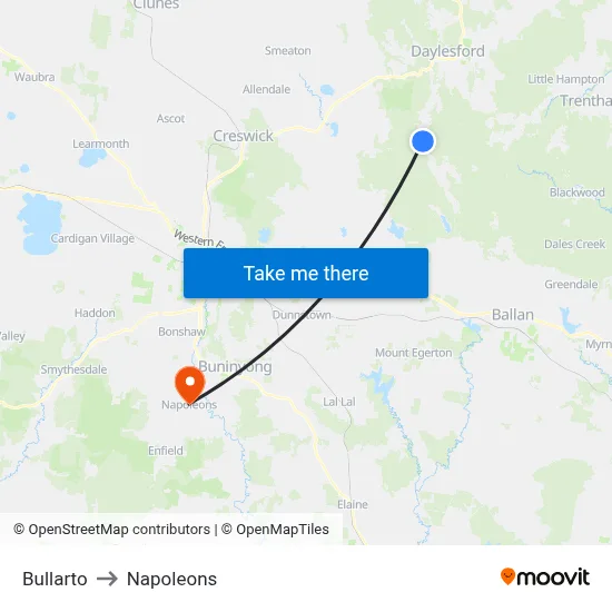 Bullarto to Napoleons map