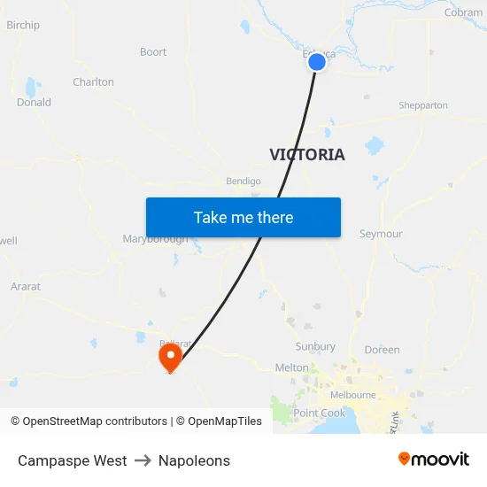 Campaspe West to Napoleons map