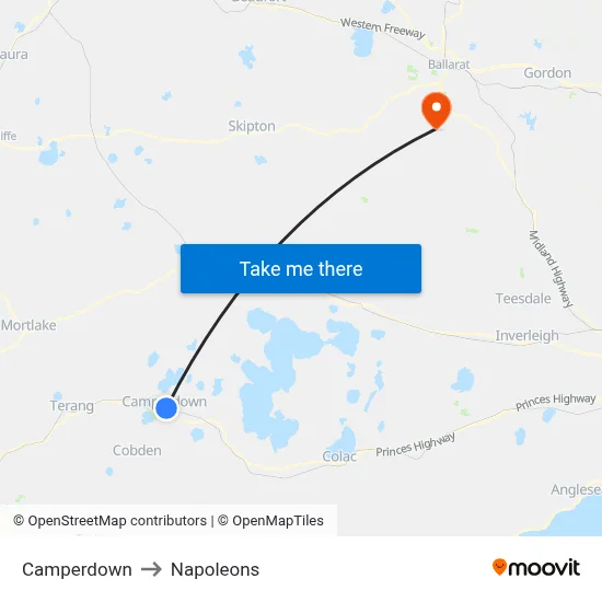 Camperdown to Napoleons map