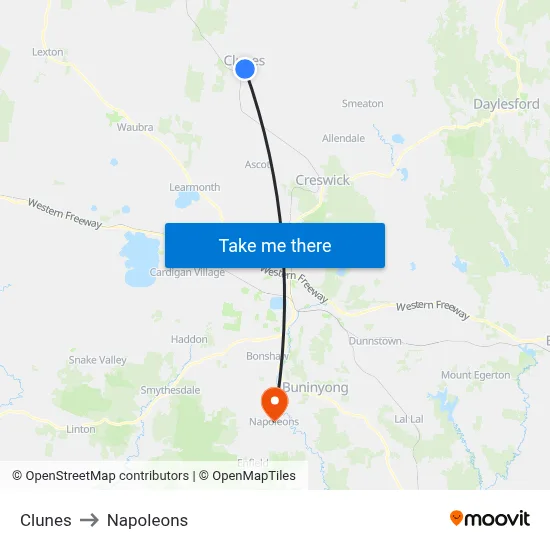 Clunes to Napoleons map