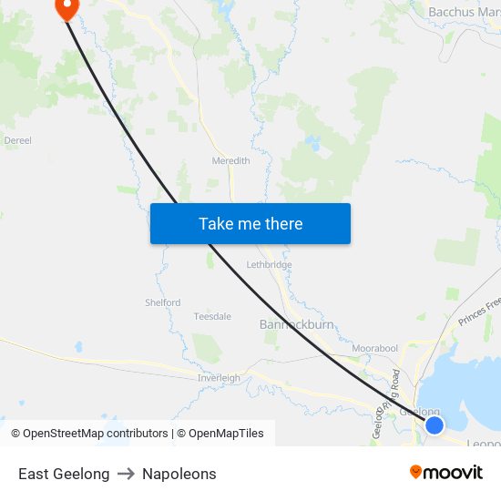 East Geelong to Napoleons map