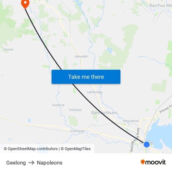 Geelong to Napoleons map