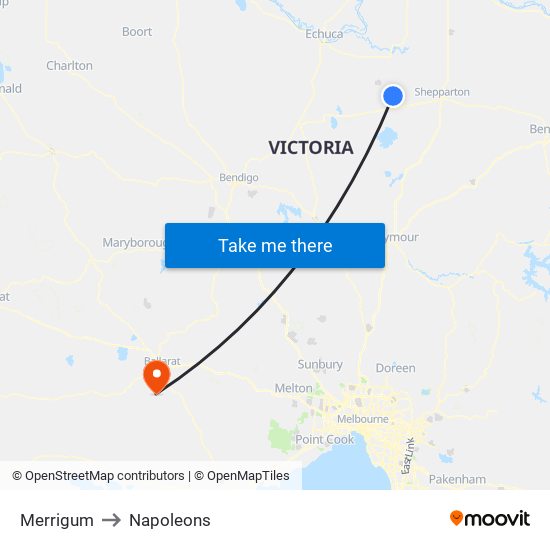 Merrigum to Napoleons map