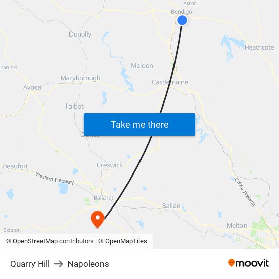 Quarry Hill to Napoleons map