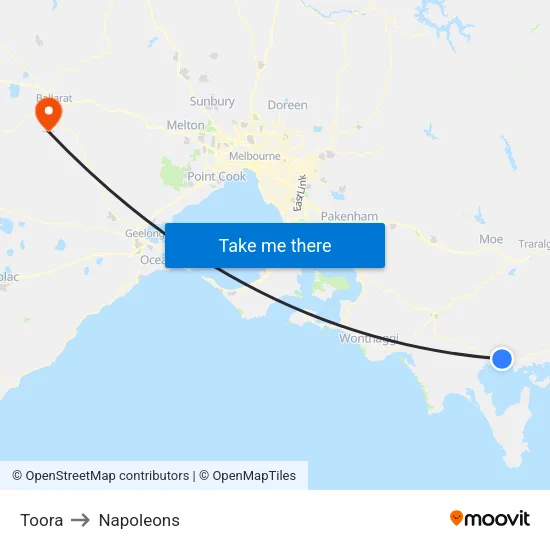 Toora to Napoleons map